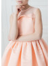 Peach Satin Tulle High Low Flower Girl Dress